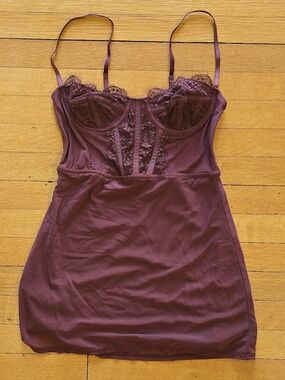 Urban Outfitters, Corset Lace Trim Mini Dress, Wine, EUC, Women's XS